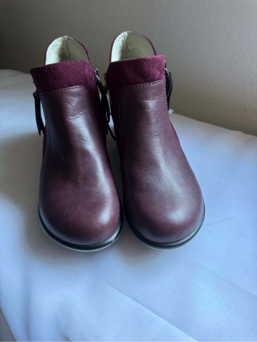 JBU By Jambu Burgundy Leather Suede Ankle Boots Zip Comfort 8.5M